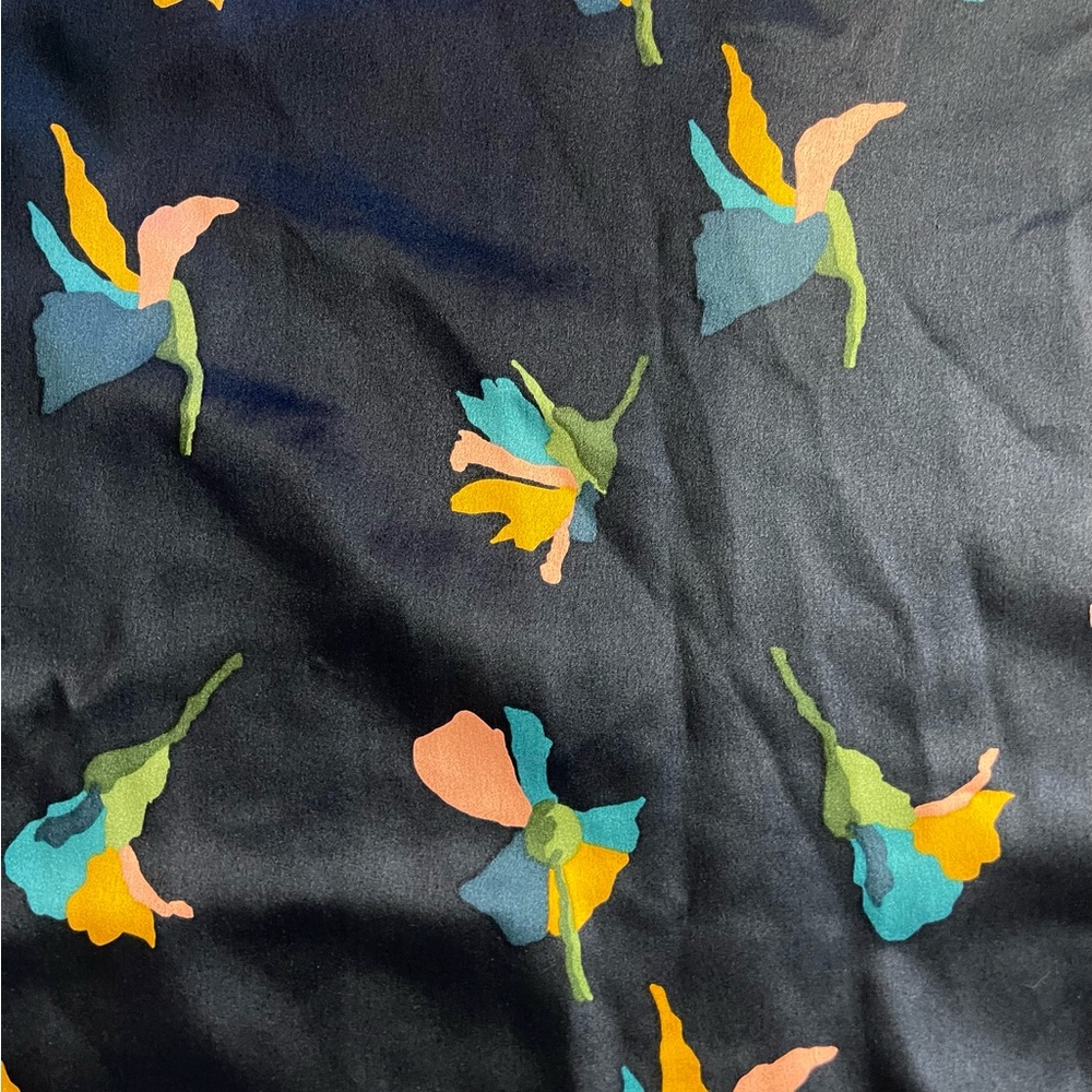 Theory 100% Silk Navy Floral Sleeveless Tunic Top / Blouse SMALL - Picture 3 of 6